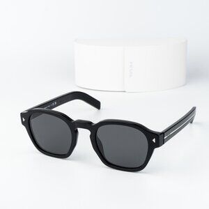 Prada Men Sunglasses Black Grey Square PRA16S 16K731 NEW AUTHENTIC
